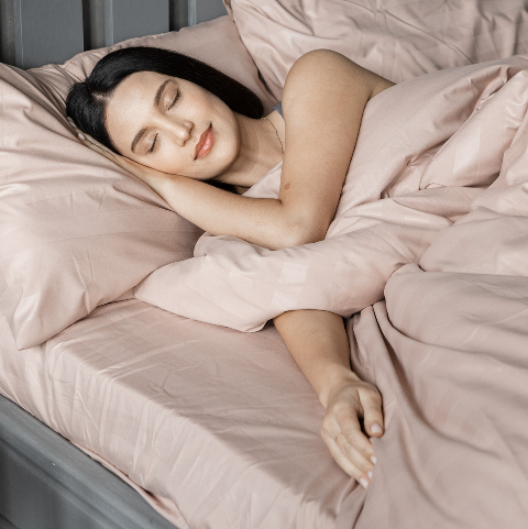 Комплект постільної білизни страйп-сатин, кавовий, двоспальний на резинці – преміум якість