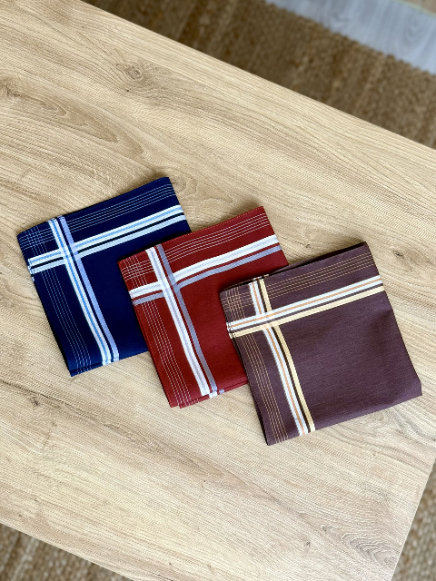 Чоловічий носовичок з сатину (12 штук в упаковці) 38 х 38 см, Вид - 1 (В035-3-2) - практичність і комфорт на кожен день