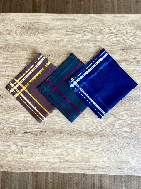 Чоловічий носовичок з сатину (12 штук в упаковці) 38 х 38 см, Вид - 1 (В035-3-4) - практичність і комфорт на кожен день