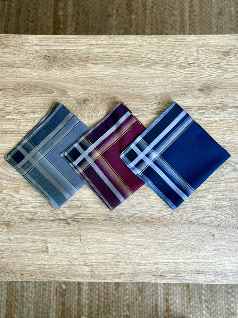 Чоловічий носовичок з сатину (12 штук в упаковці) 38 х 38 см, Вид - 1 (В035-3-5) - практичність і комфорт на кожен день