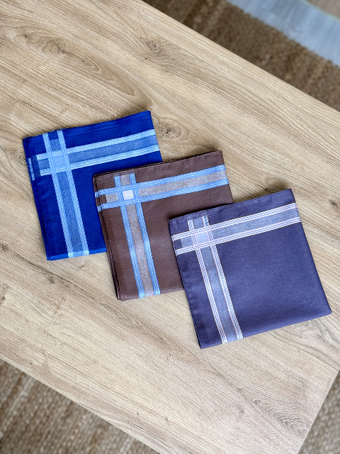 Чоловічий носовичок з сатину (12 штук в упаковці) 40 х 40 см, Вид - 1 (В035-9-1) - практичність і комфорт на кожен день