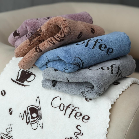 Набір кухонних серветок з мікрофібри Coffee блакитне (5 шт) 50 х 25 см - для рук, посуду, прибирання