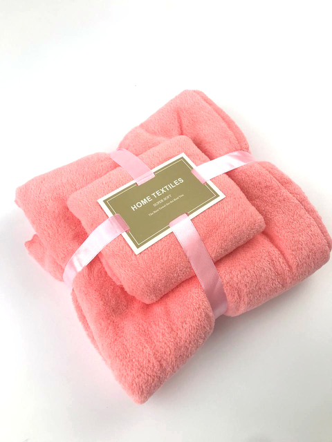 Комплект рушників однотонний Home Textiles (мікрофібра) лососевий